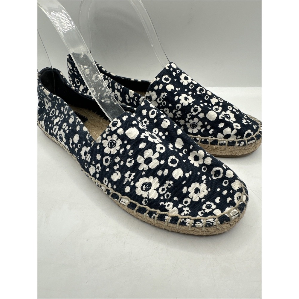 Tory Burch Navy and White Floral Espadrilles